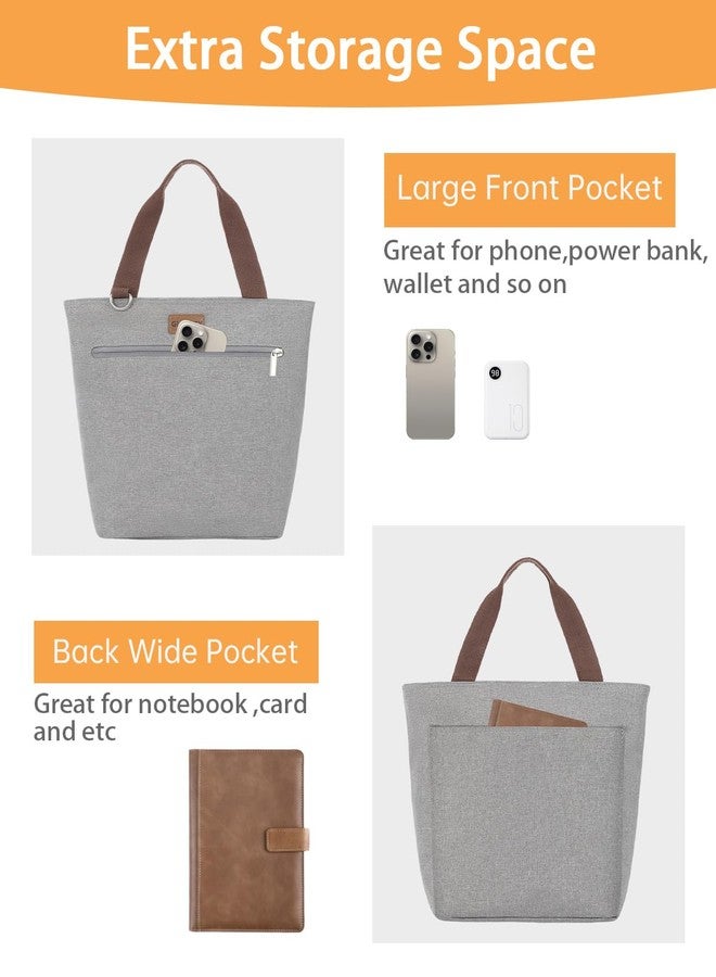 GLENKEY Stylish Lunch Box Tote Bag - Insulated Soft Lunch Bag for Women - Large Simple Cooler Bag Reusable Leakproof Lunchbox for Adults Work Picnic Outdoor Trips Grey 8L - Image 3