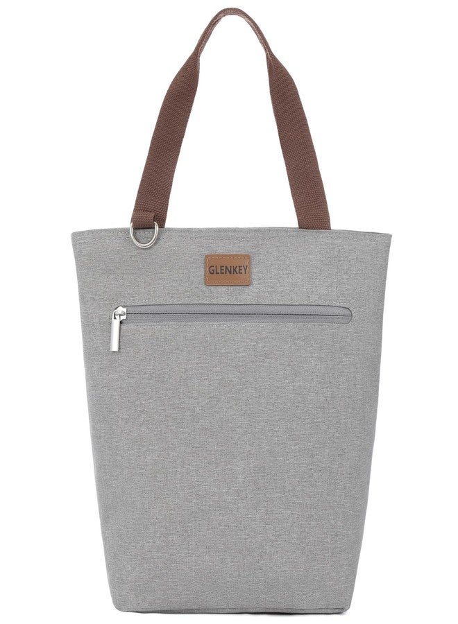 GLENKEY Stylish Lunch Box Tote Bag - Insulated Soft Lunch Bag for Women - Large Simple Cooler Bag Reusable Leakproof Lunchbox for Adults Work Picnic Outdoor Trips Grey 8L - Image 1