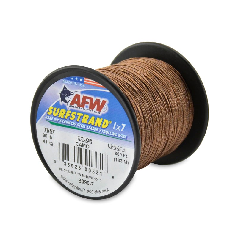 AFW American Fishing Wire Surfstrand Bare 1x7 Stainless Steel Leader Wire 90 lb Test 0024 Diameter Camo 600 ft - Image 2