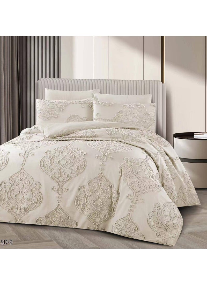 طقم غطاء لحاف من 6 قطع، طقم فراش هندسي مبطن، مصنوع من ألياف دقيقة كاتيونية، ناعم وجيد التهوية