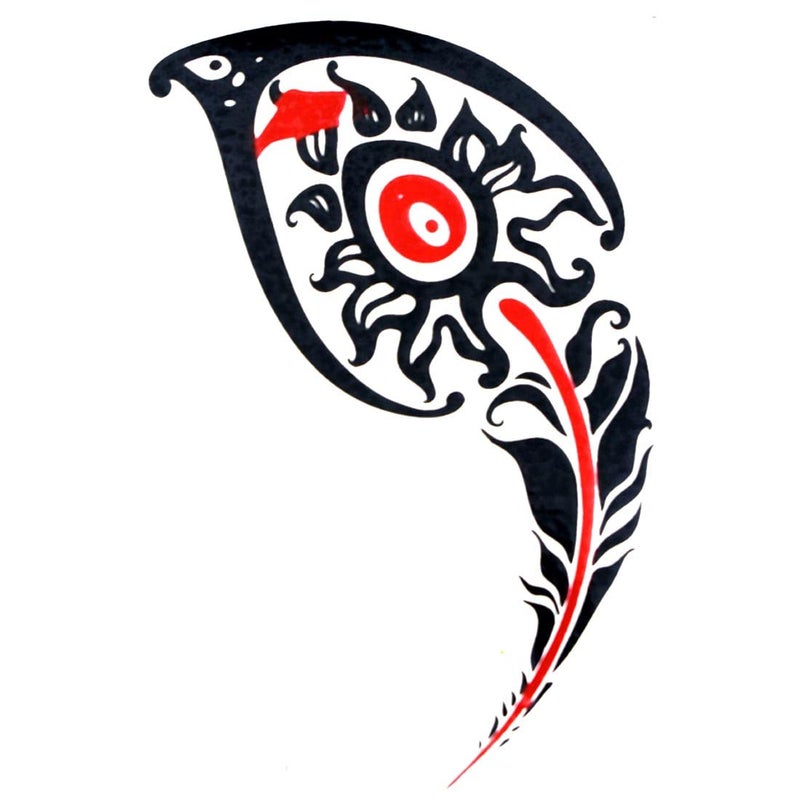 AFH Tribal Piece Waterproof Black Red Temporary Body Tattoo Stickers for Men and Women - Image 5