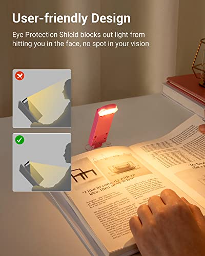 DEWENWILS USB Rechargeable Book Reading Light, Warm White, Brightness Adjustable, LED Clip on Book Lights for Reading in Bed, Car Reading Light for Kids, Bookworms (Pink) - Image 5