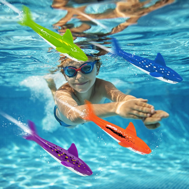 YHmall Underwater Diving Toys Shark Pool Torpedo Toys Swimming Throwing Torpedo Bandits Small Water Rockets Training Dive Toys for Learning to Swim 5 Pack - Image 3