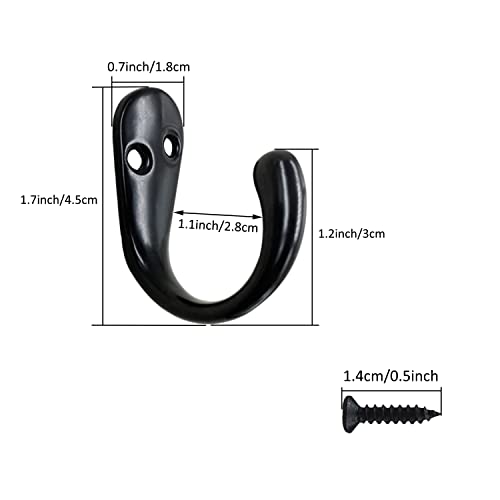 Gutapo Coffee Cup Hooks 20pcs Black Hooks Door Wall Closet Mounted Single Hook Hangers for Robe Coat with 46pcs Screws - Image 2