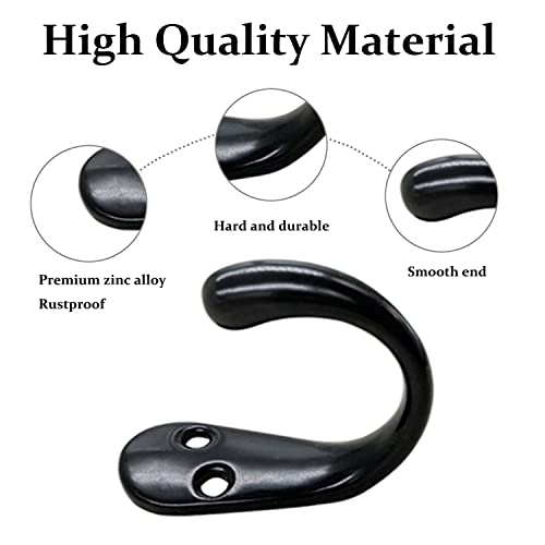 Gutapo Coffee Cup Hooks 20pcs Black Hooks Door Wall Closet Mounted Single Hook Hangers for Robe Coat with 46pcs Screws - Image 3