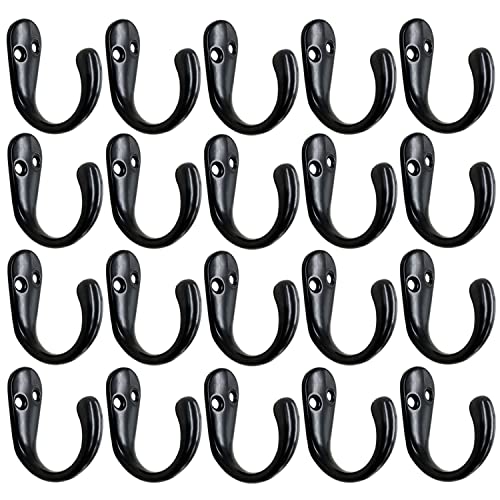 Gutapo Coffee Cup Hooks 20pcs Black Hooks Door Wall Closet Mounted Single Hook Hangers for Robe Coat with 46pcs Screws - Image 1
