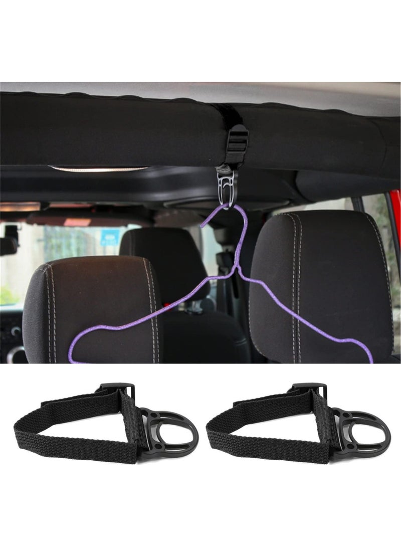 Roll Bar Coat Hanger Clothes Hook for Jeep Wrangler JL JT TJ JK JLU Sports Sahara Freedom Rubicon X & Unlimited 1997-2018 2019 2020 2021 2022 2023 Black Interior Parts Accessories (Pack of 2) (Black) - Image 1