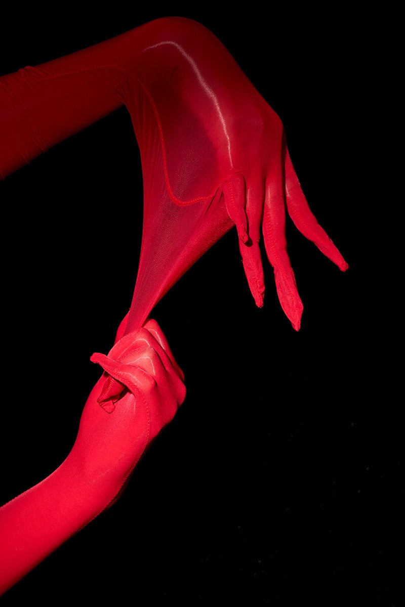 Ultra-Thin Silk Gloves Five-Finger Stockings Pink - Image 2