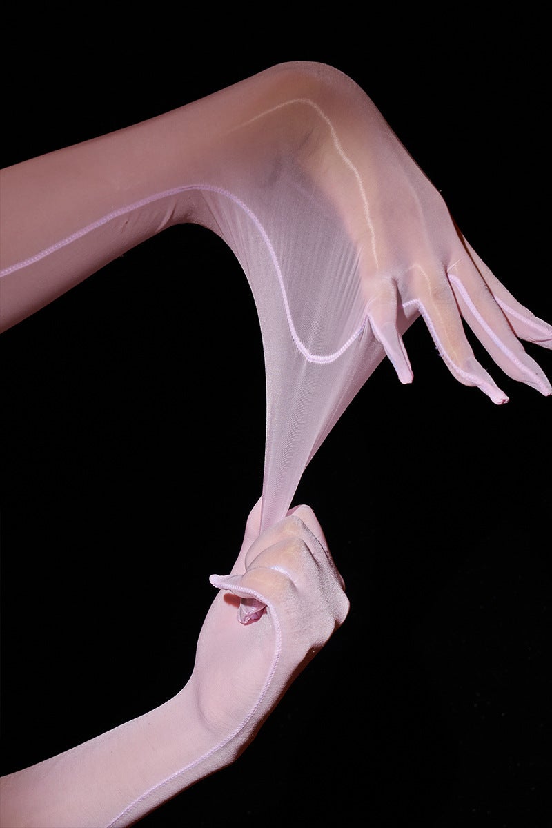 Ultra-Thin Silk Gloves Five-Finger Stockings Pink - Image 1