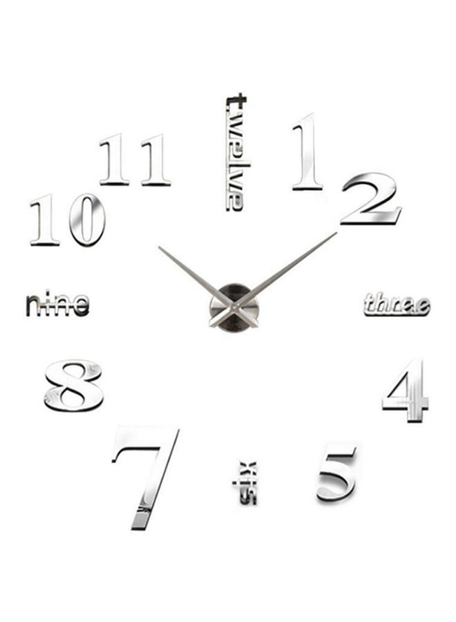 NIBEMINENT Digital Clock Mirror Wall Sticker Silver 40 x 40cm - Image 1