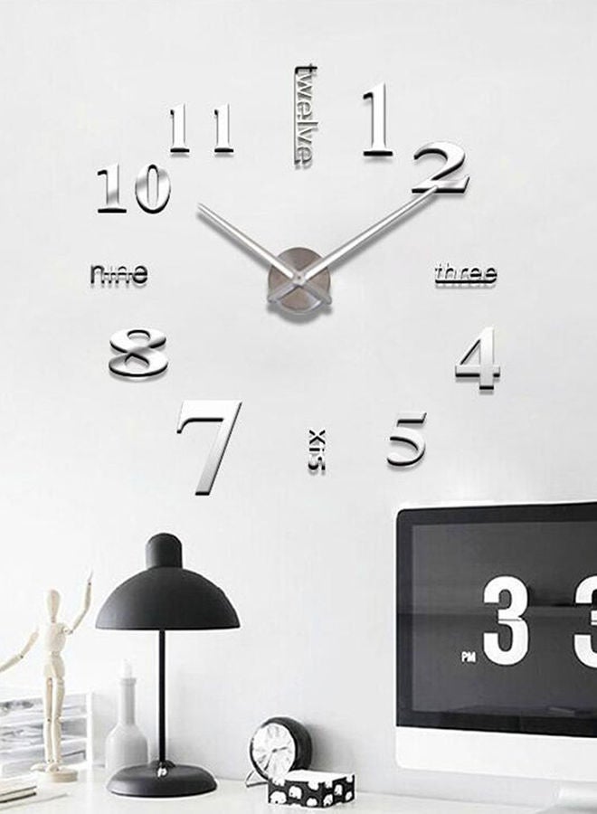 NIBEMINENT Digital Clock Mirror Wall Sticker Silver 40 x 40cm - Image 2