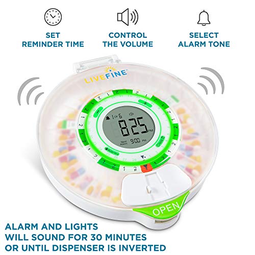 Live Fine 28Day Automatic Pill Dispenser with Upgraded LCD Display Key Lock Sound Light for Prescriptions Medication Vitamins Supplements More - Image 5