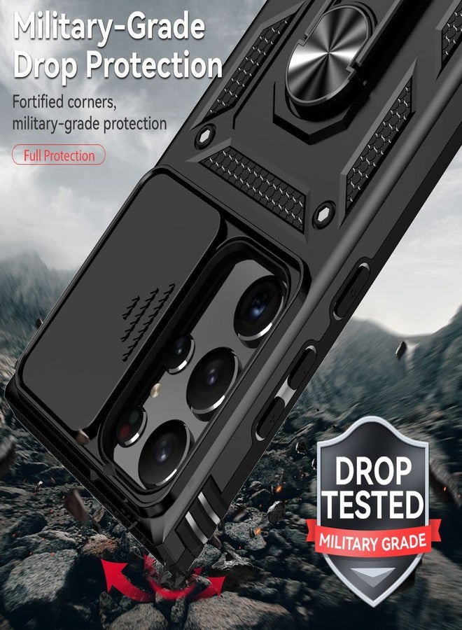 PUSHIMEI for Samsung Galaxy S23 Ultra Case with Slide Camera Cover HD Screen Protector [Military Grade Drop Tested] Magnetic Ring Holder Kickstand Protective Phone Case for Samsung Galaxy S23 Ultra 2023, Black - Image 5