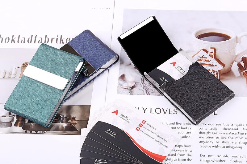 DMFLY Professional Business Card Holder, Pocket Business Card Case for Women & Men, PU Leather Multi Card Case, Credit Card Wallet, Name Card Holder with Magnetic Closure - Image 2