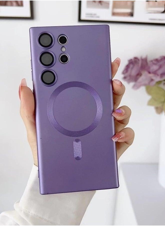 Generic - Magsafe Samsung Galaxy S24 Ultra Mobile Phone Case Magnetic Absorption Wireless Charging with Lens Film Soft Cover Purple - Image 1