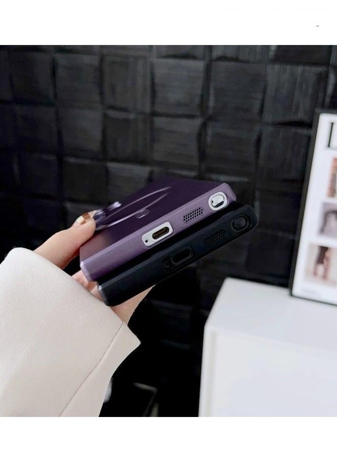 Generic - Magsafe Samsung Galaxy S24 Ultra Mobile Phone Case Magnetic Absorption Wireless Charging with Lens Film Soft Cover Purple - Image 1