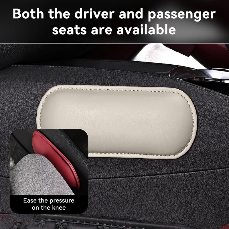Alieemo Car Knee Cushion Pad, Leather Memory Foam Vehicle Door Armrest Pillow for Leg Elbow, Comfort Auto Interior Center Console Thigh Support Mat Accessories, Universal for Most Cars (Beige) - Image 3