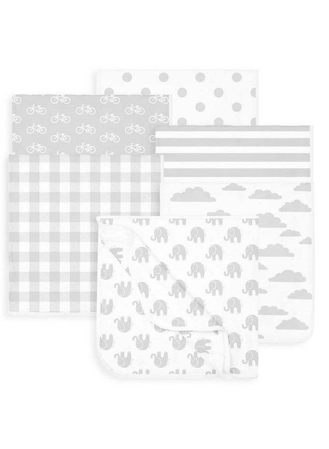 BaeBae Goods Baby Blankets - Soft Pure Cotton Swaddle Blankets for Boys and Girls - 6 Pack Grey & White Designs - Multi Use - 30 x 30 Inches - Image 1
