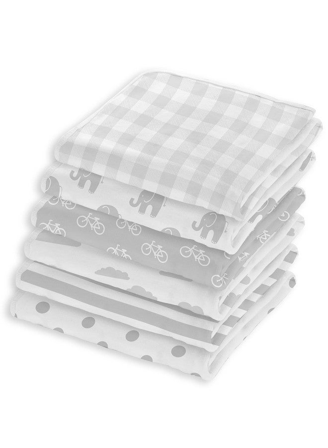 BaeBae Goods Baby Blankets - Soft Pure Cotton Swaddle Blankets for Boys and Girls - 6 Pack Grey & White Designs - Multi Use - 30 x 30 Inches - Image 3