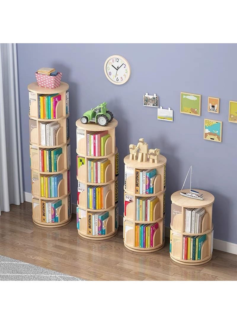 ليموس رف كتب دوار من 5 طبقات 360 رف عرض لتخزين الكتب الدوارة، أرفف قائمة على الأرض مع حاجز - Image 5