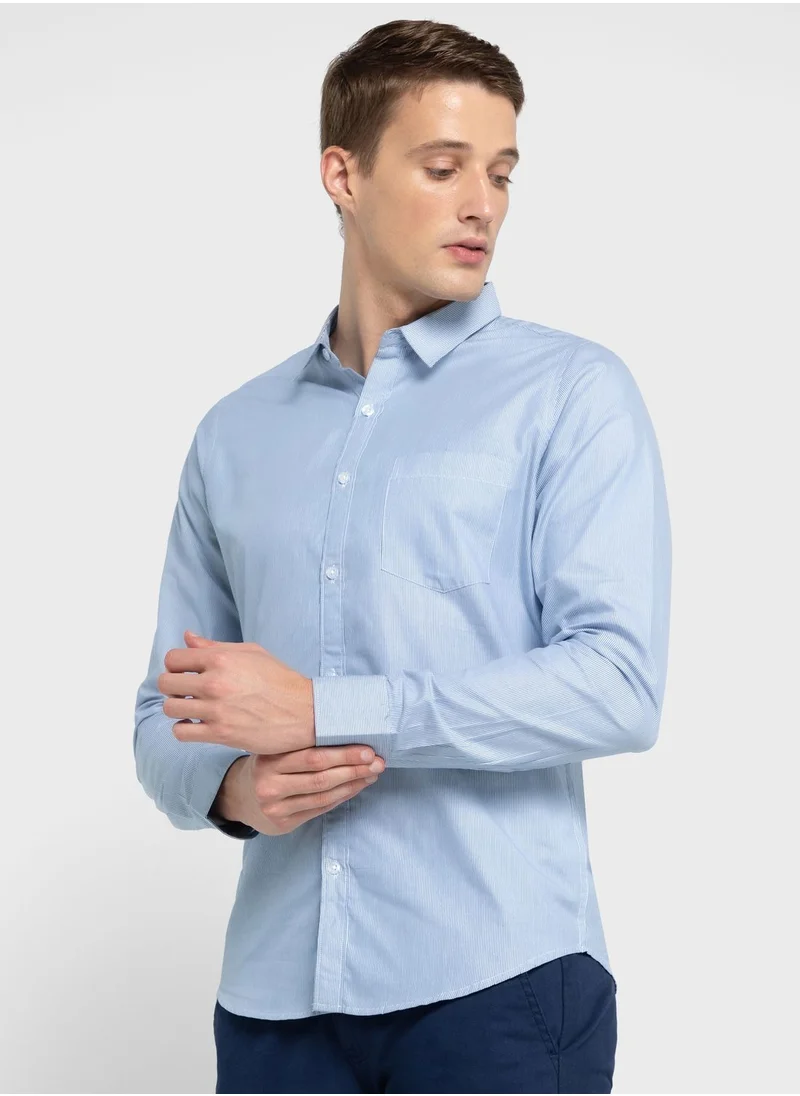 توماس سكوت Classic Slim Fit Vertical Striped Pure Cotton Casual Shirt