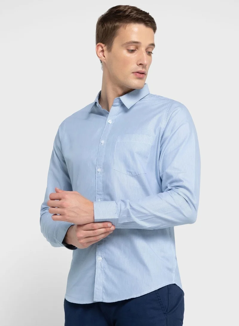 توماس سكوت قميص كلاسيكي قطن نقي بقصة ضيقة كاجوال