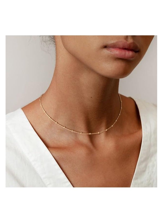 MEVECCO Gold Chain Choker Necklace,14K Gold Plated Dainty Cute Lip Chain Long Necklace Delicate Fashion Choker Necklace Jewelry Gift for Women - Image 2