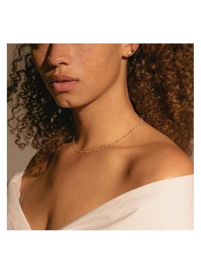 MEVECCO Gold Chain Choker Necklace,14K Gold Plated Dainty Cute Lip Chain Long Necklace Delicate Fashion Choker Necklace Jewelry Gift for Women - Image 3