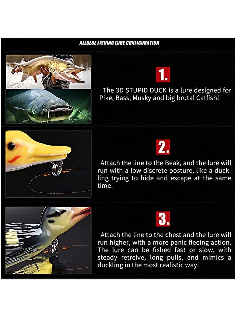 SYOSI Duck Topwater Fishing bait Lure, Yellow Duckling Floating Artificial Bait Plopping and Splashing Feet Hard Fishing Tackle for sea and freshwater fishing  - Image 3