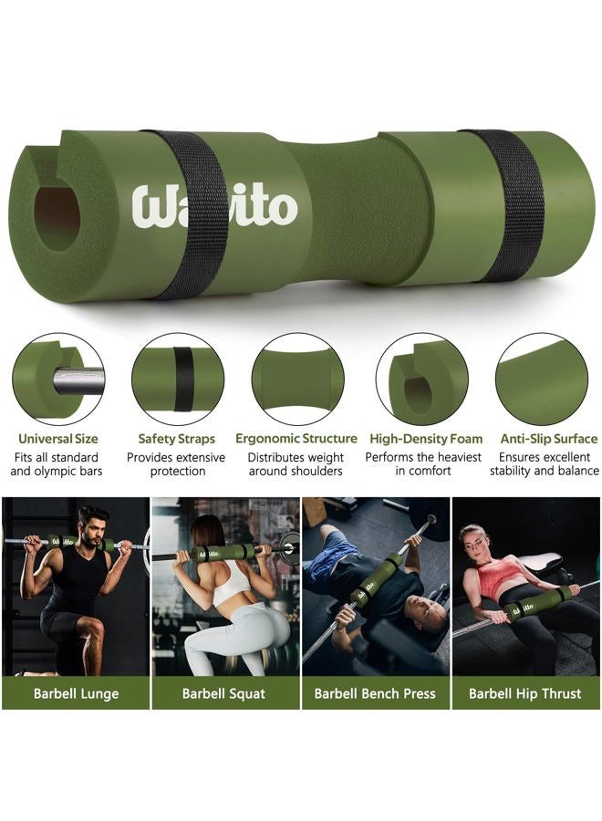 WALITO 8Pcs Barbell Pad Set for Hip Thrust - Squat Pad,Gym Accessories for Women with Bar Bad,Bench Press, with Gym Ankle Straps,Resistance Bands for Working Out,Lifting Strap,Carry Bag - Image 3
