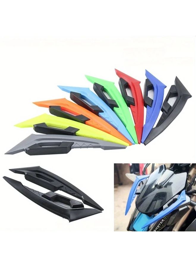 2pcs Blue Motorcycle Front Wing Side Spoiler Universal Air Dynamic Wind Blade - Image 1