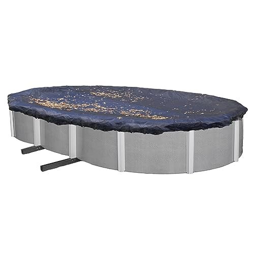 Blue Wave 12 ft x 24 ft Oval Leaf Net Pool Cover for Above-Ground Pools Lightweight & Durable Mesh Net to Capture Leaves & Debris with 3 ft Overlap, Reinforced Grommets, Cable & Winch – Black Finish - Image 1