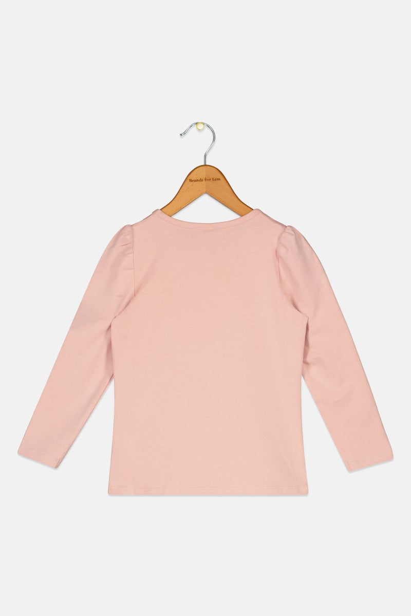 NAME IT Toddlers Girl Graphic Print Long Sleeve Top, Peach - Image 2