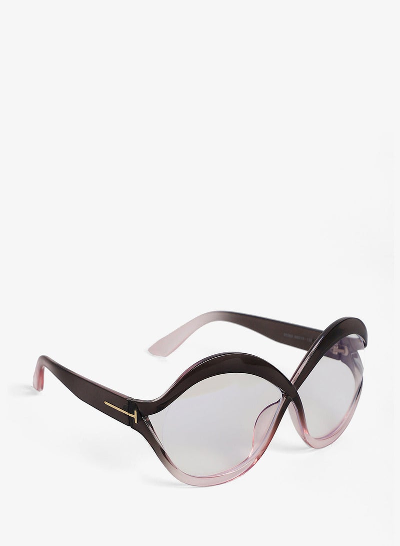 Haute Sauce Women's The Ombre Twist Oversized Sunglasses For Casual Wear | One-Size | Midnight Black Polycarbonate Frame | Transparent Polarized Lens | Full Rim | Eyewear For Woman & Girls - Image 5