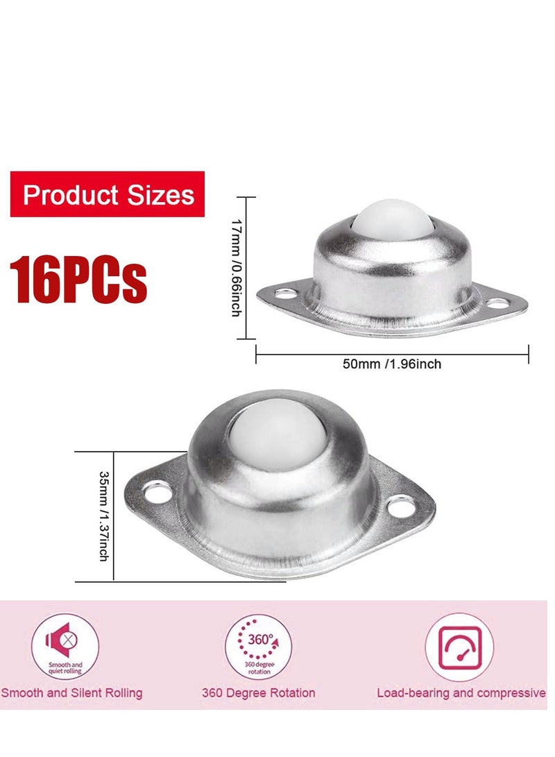 Universal Wheels, 16Pack Universal Castor Balls, 5/8'' Stainless Steel Caster Wheels Swivel Wheels, 360° Rotation Sticky Pulley for Wheelchair Storage Box Furniture Trash Can, 44lbs Load Capacity - Image 2