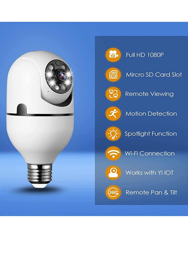 Generic - Pan Tilt Security Light Camera V380 130W dpi Smart Wireless WIFI Full Color Bulb Camera 2.4Ghz 360 Degree E27 Panoramic IP Camera - Image 1