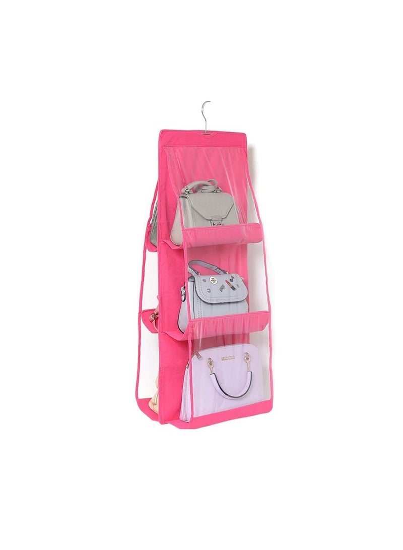 Imported 2-Sided Bag Hanger - Transparent Bag Organizer and Holder for Indoor Spaces OM (Pink) - Image 1