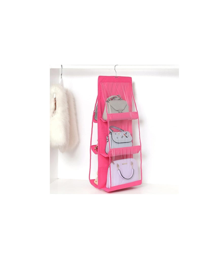 Imported 2-Sided Bag Hanger - Transparent Bag Organizer and Holder for Indoor Spaces OM (Pink) - Image 2