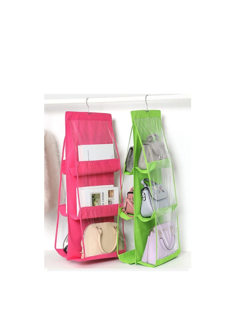 Imported 2-Sided Bag Hanger - Transparent Bag Organizer and Holder for Indoor Spaces OM (Pink) - Image 4