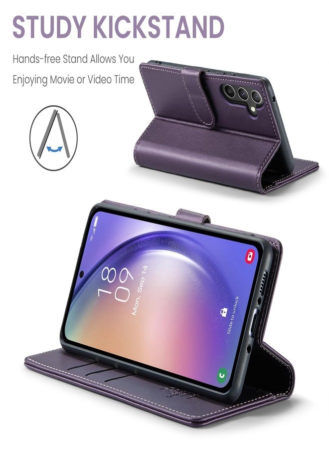 FLIPALM for Samsung Galaxy A35 5G Wallet Case with RFID Blocking Credit Card Holder, PU Leather Folio Flip Kickstand Protective Shockproof Cover Women Men for Samsung Galaxy A35 5G Phone case (Purple) - Image 4