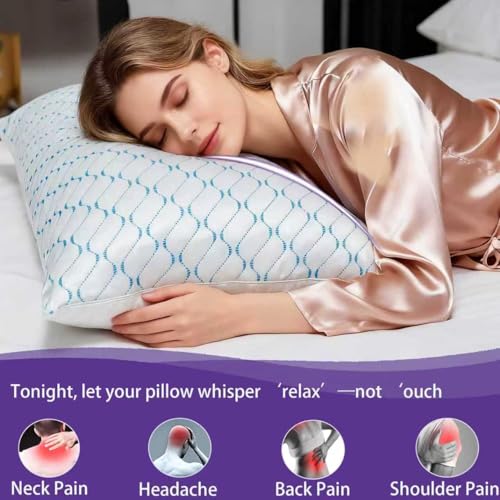VAINOC Memory Foam Pillows King Size Set of 2,Adjustable Cooling Firm Pillow for Side Back Stomach Sleepers with Washable Removable Cover - Image 5