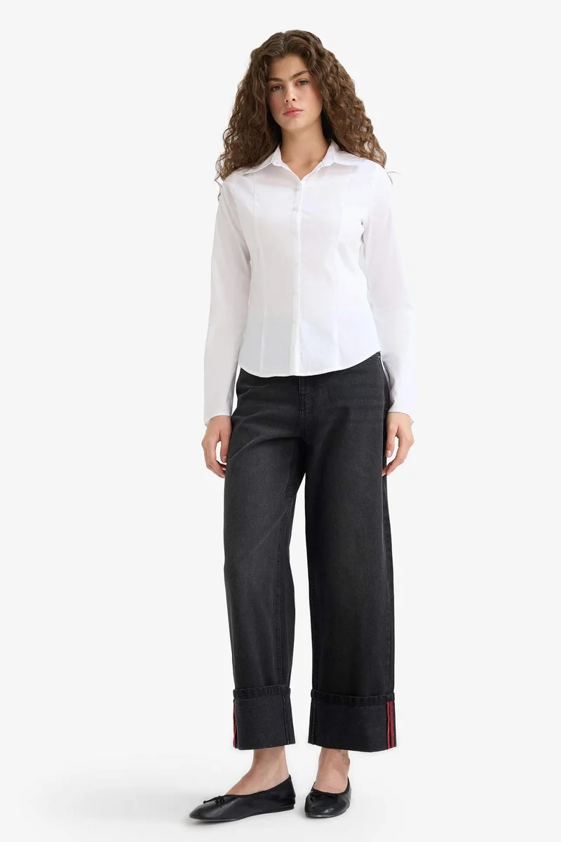 ديفاكتو Relax Fit High Waist Straight Leg Jeans