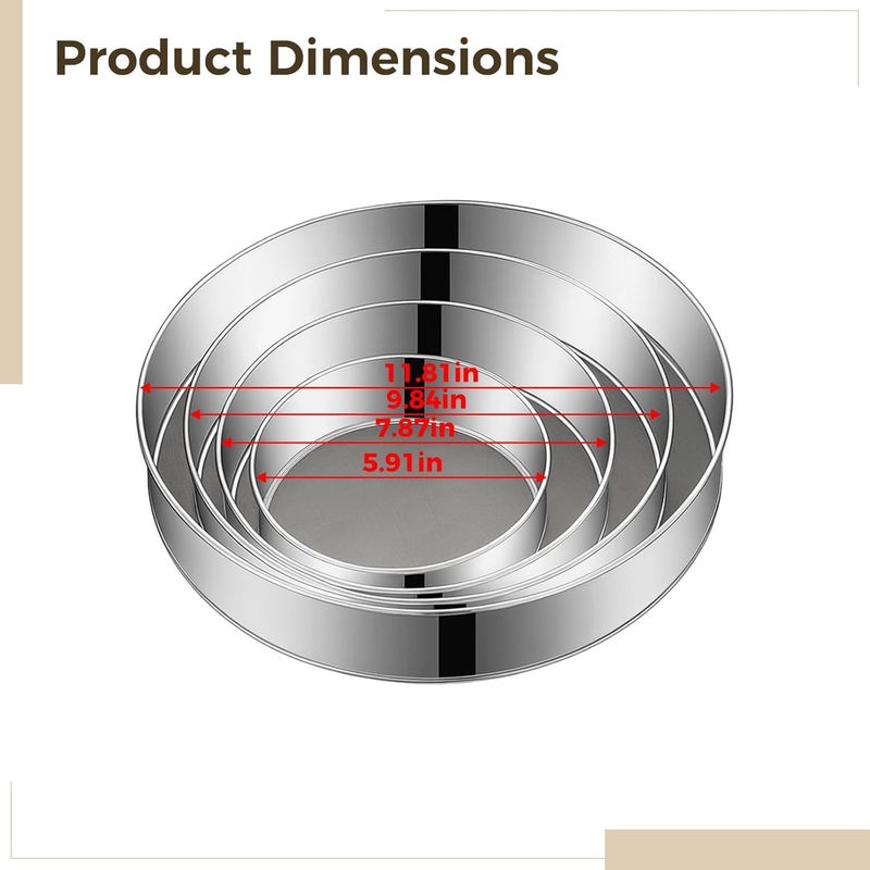 Baking Sieves Set, 4 Stainless Steel Sifters, 60 Mesh, 6-12 in - Image 2