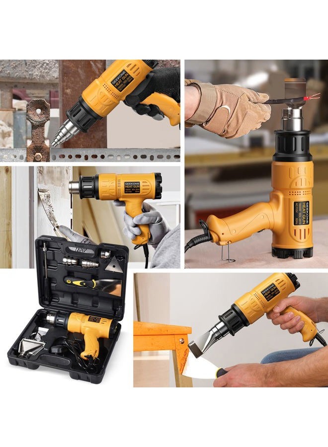 SEEKONE Heat Gun 1800W Heavy Duty Hot Air Gun Kit With Carry Case Variable Temperature Control 122℉~1112℉（50℃- 600℃） Overload Protection with 4 Nozzles for Crafts, Shrinking PVC, Stripping Paint - Image 5