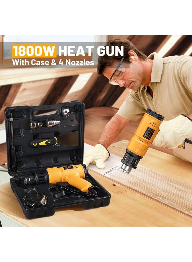 SEEKONE Heat Gun 1800W Heavy Duty Hot Air Gun Kit With Carry Case Variable Temperature Control 122℉~1112℉（50℃- 600℃） Overload Protection with 4 Nozzles for Crafts, Shrinking PVC, Stripping Paint - Image 2