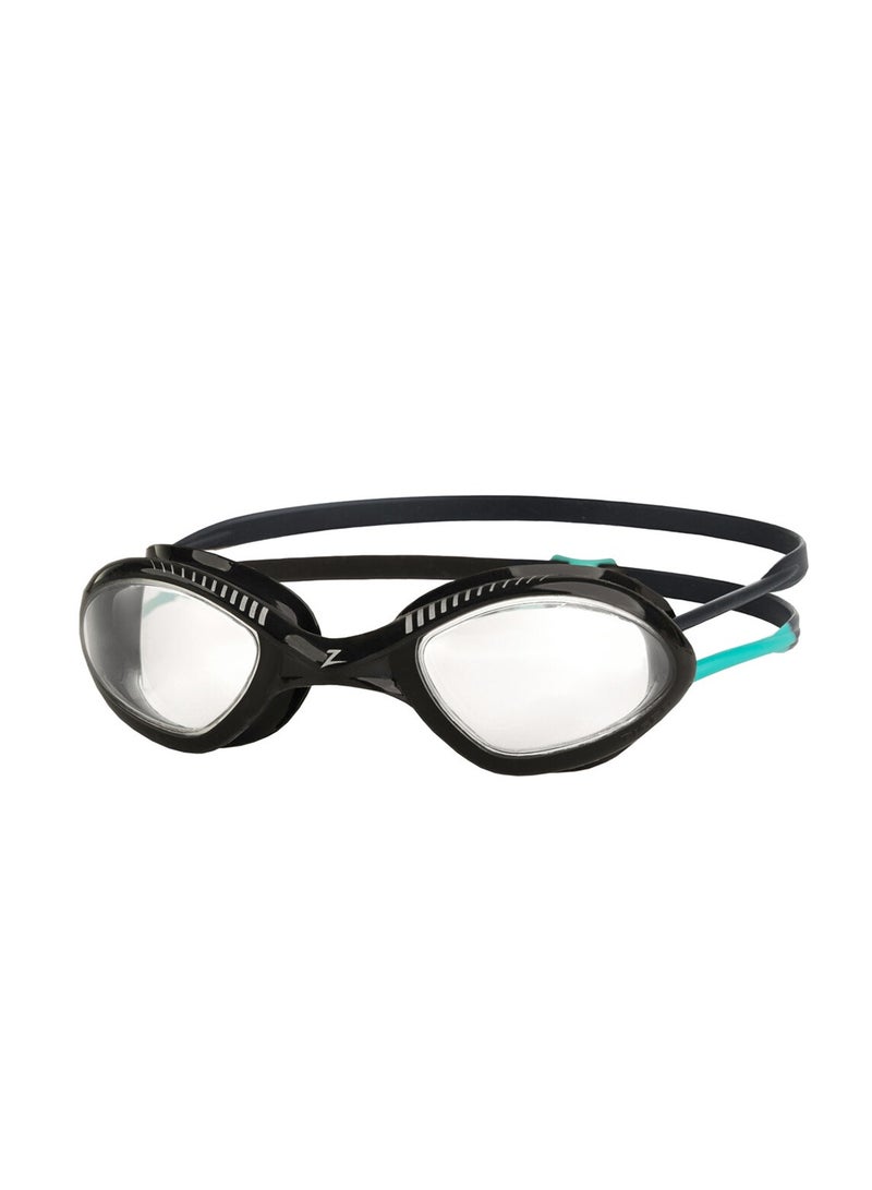 ZOGGS Tiger Swim Goggles Black Grey Smoke Mirror | Antifog Titanium Mirrored Uv Lenses | Soft-Seal Comfort Fit | Adjustable Strap For Secure Fit | Ideal For Racing & Outdoor Training | 461095-Bktqclrr