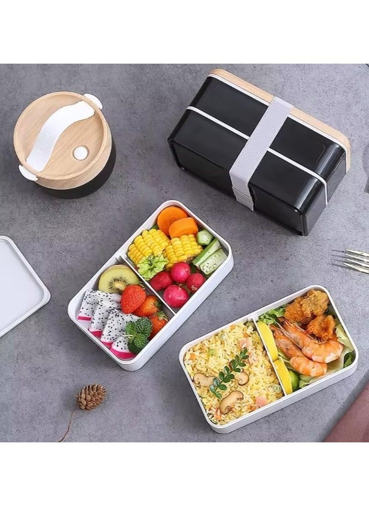 Bento Box, Adult Lunch Box with Compartments for Women & Men,(47oz) Stackable Japanese Bento Lunchbox,Rectangle Lunchable Food Container with Utensil Set (Black) - pzsku/ZEE17184112EBFBD13B1BZ/45/_/1733209139/064e60bd-1d0e-40ba-ad83-239008696ae8