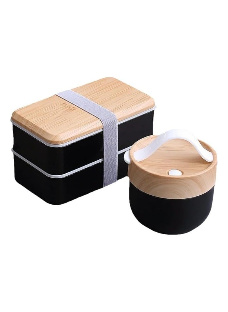 Bento Box, Adult Lunch Box with Compartments for Women & Men,(47oz) Stackable Japanese Bento Lunchbox,Rectangle Lunchable Food Container with Utensil Set (Black) - pzsku/ZEE17184112EBFBD13B1BZ/45/_/1733209262/8a78ac43-47e2-4252-81f3-4d155a104ab9