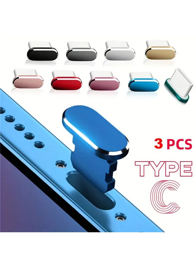 5 قطع سدادات غبار منفذ USB-C الأزرق، أغطية واقية عالمية لمنفذ شحن الهاتف - Image 1