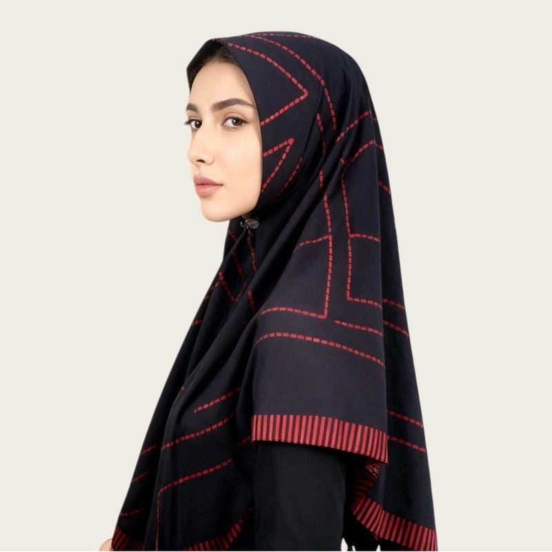 وشاح مربع من النايلون المطاطي الناعم بطباعة زهرية رقمية، مقاس 110×110 سم - Image 3